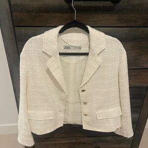 Zara Women's Cream/white Textured Jacket size S.